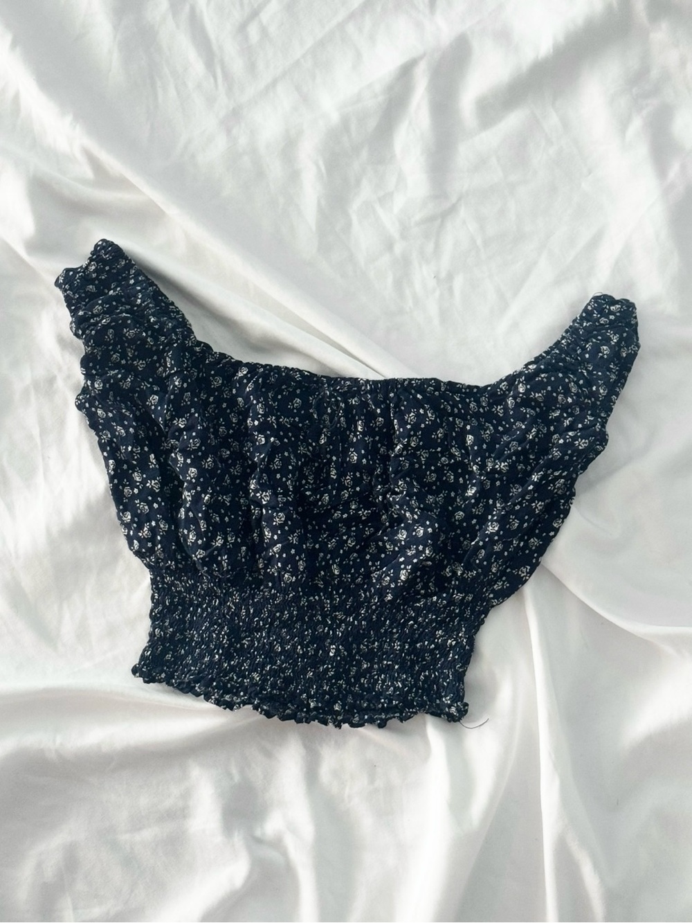 Brandy Melville Navy Blue Floral Crop Top